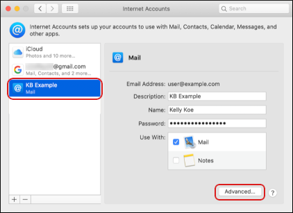 macOS - Mail - Accounts - Advanced
