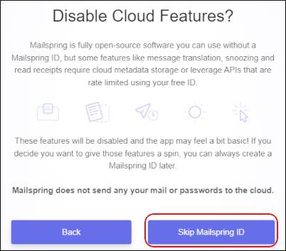 Mailspring - Skip Mailspring ID