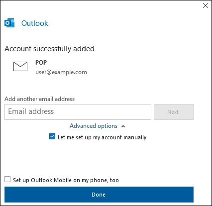Outlook 365 - POP successfully added