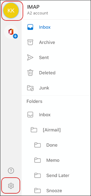 Outlook - Settings icon