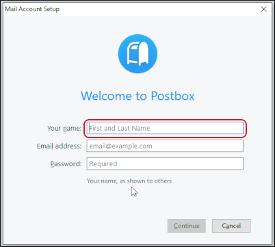 Postbox - Mail Account Setup - Your name
