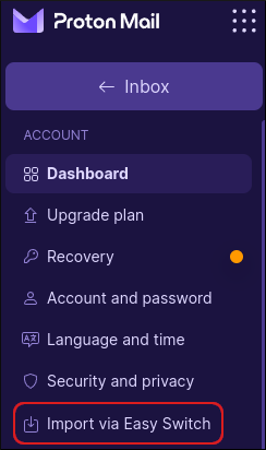 Proton - Import via Easy Switch