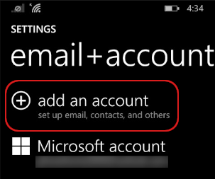 Windows Phone - add an account