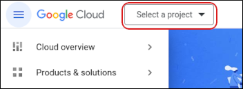 Google Cloud Console - Select project