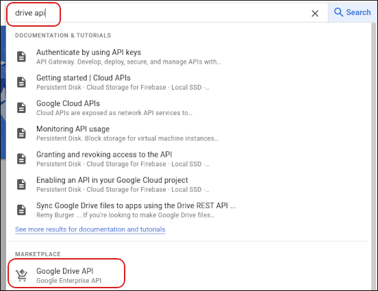 Google Cloud Console - Google Drive API
