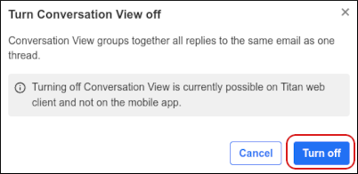 Webmail - Settings - Conversation view off