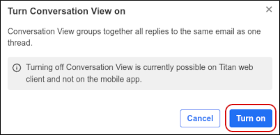 Webmail - Settings - Conversation view on