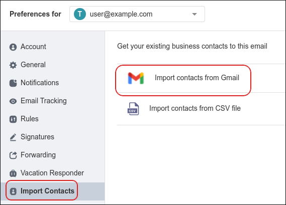 Webmail - Import Contacts - Gmail