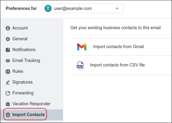 Webmail - Import Contacts