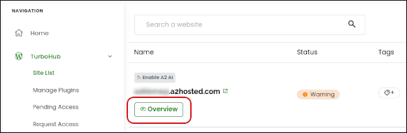 TurboHub - Site List