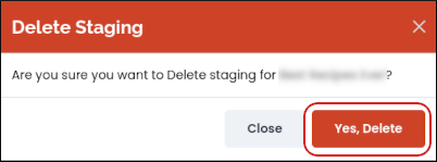 TurboHub - Delete Staging dialog box