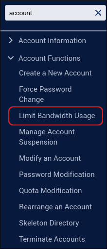 WebHost Manager - Limit Bandwidth Usage