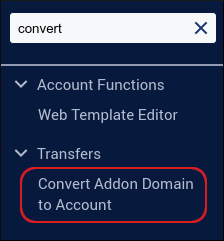 WebHost Manager - Convert Addon Domain