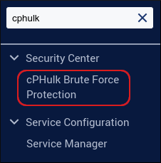 WebHost Manager - cPHulk Brute Force Protection