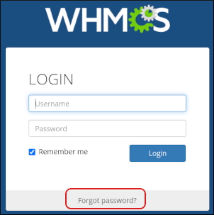 WHMCS - Login page - Forgot password