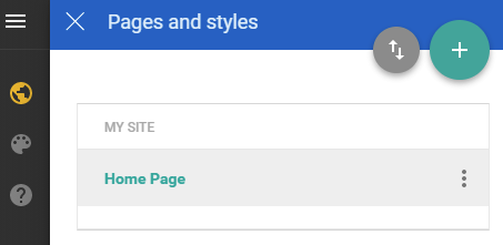 Accessing Pages and styles menu