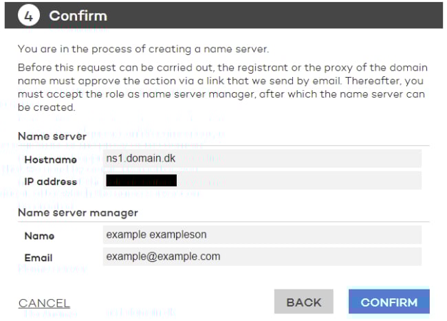 Confirmation details