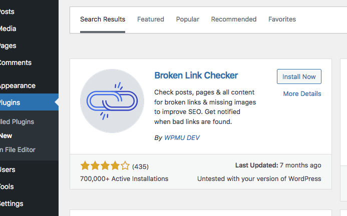 Broken Link Checker plugin usage documentation