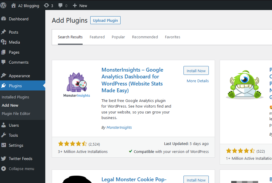 Seach Monsterinsights plugin , install and activate 