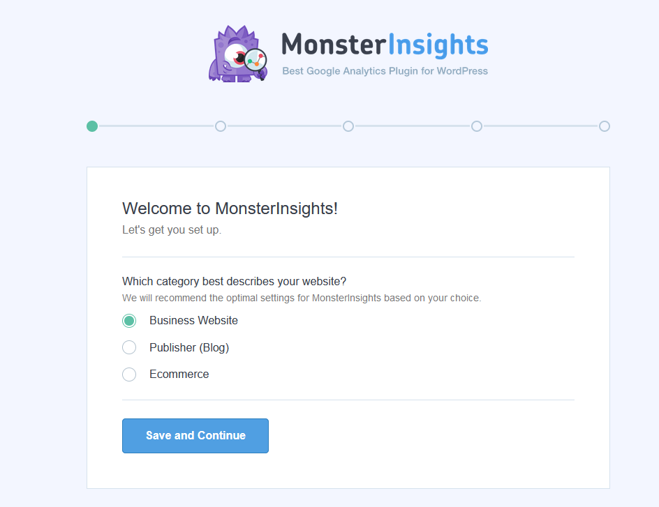 select monster insights website category